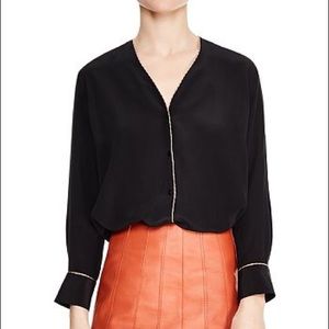 Sandro Silk V-Neck Blouse, New, M